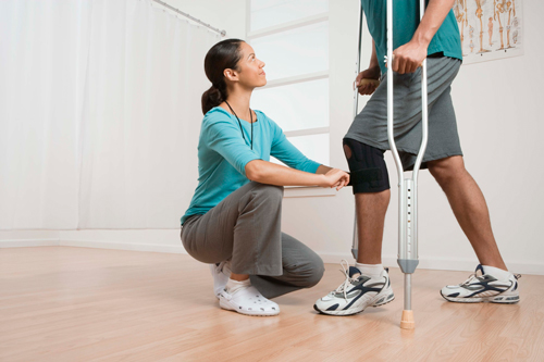 First baseman off crutches after knee surgery