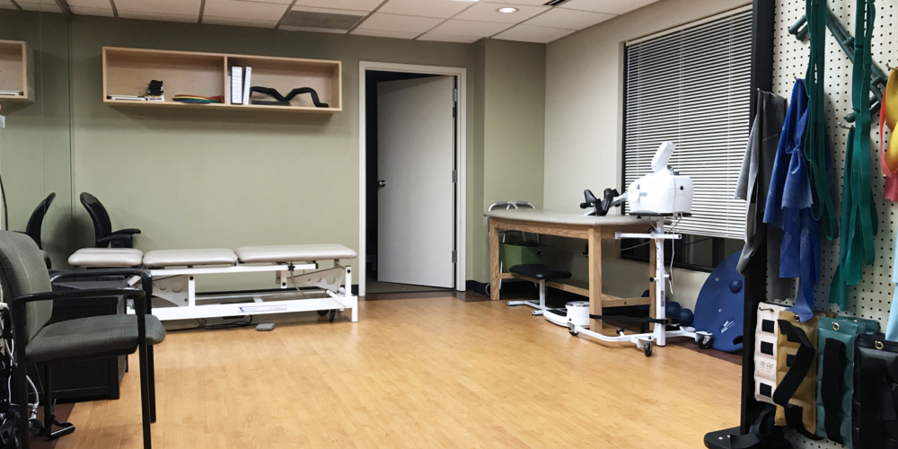 physical therapy equipment in a private area
