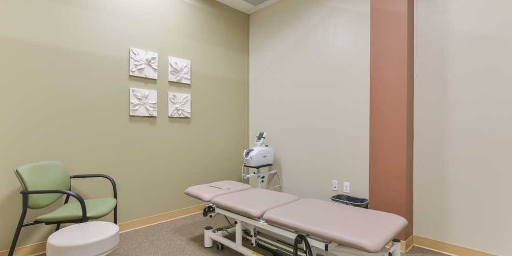 physical therapy table in private room