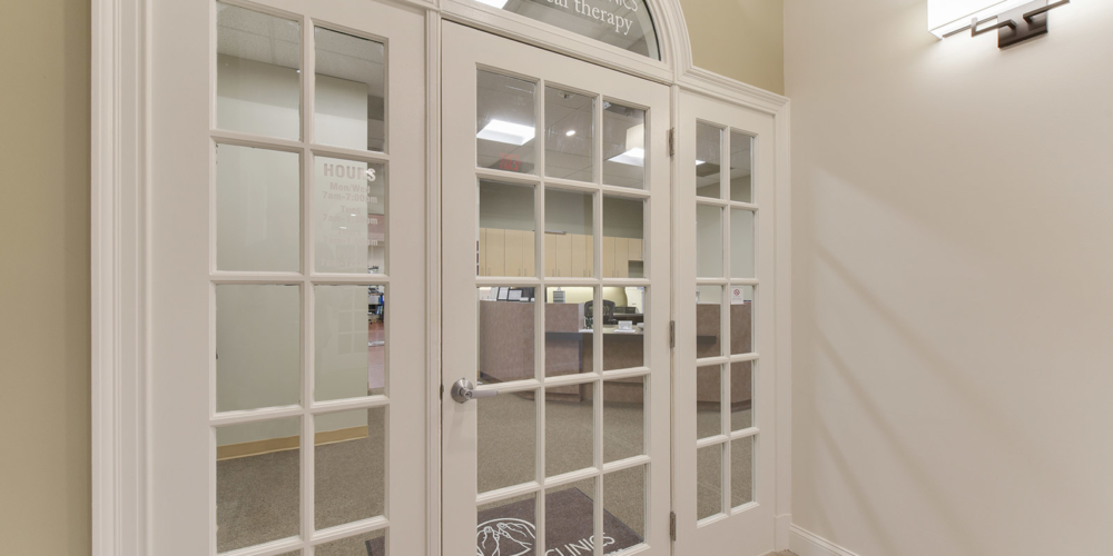 doors to the clinic suite inside the building