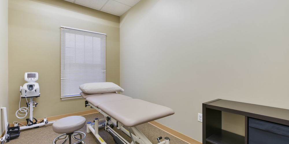 physical therapy table in private room