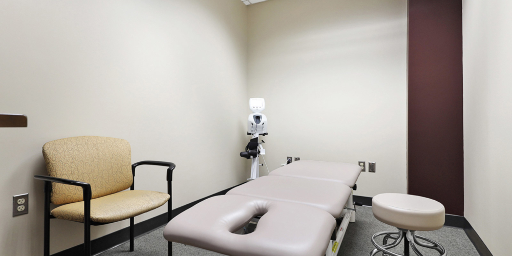 physical therapy table in private room